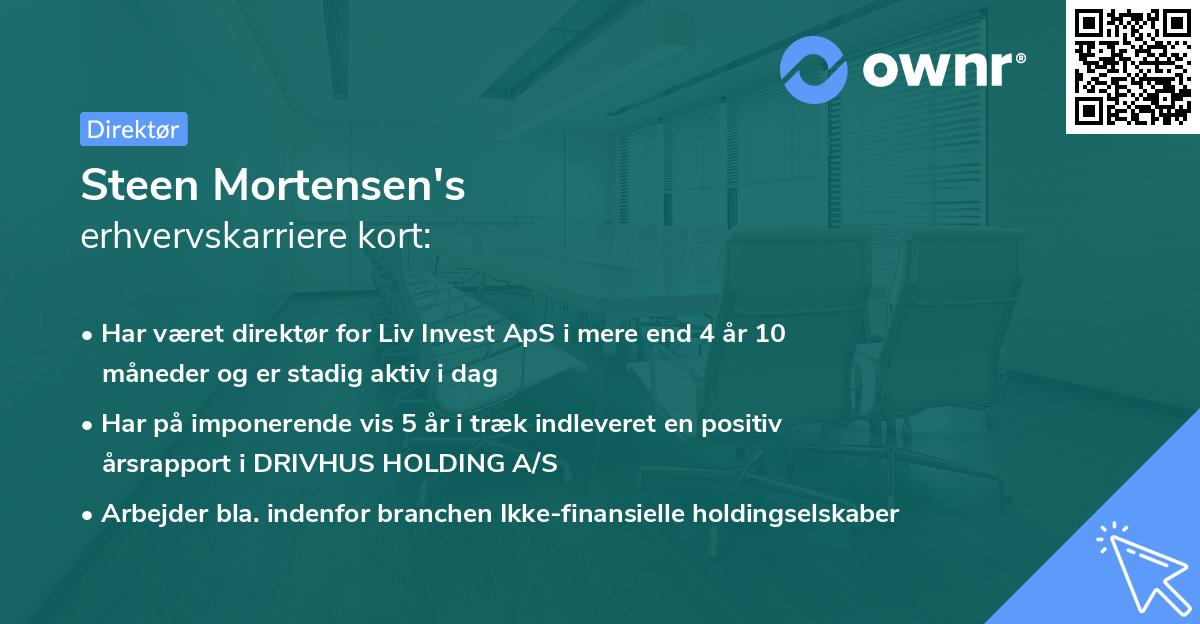 Steen Mortensen's erhvervskarriere kort