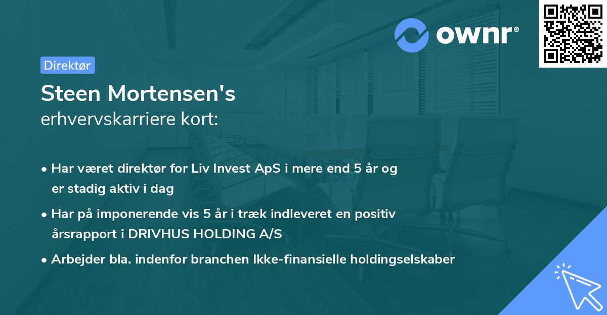 Steen Mortensen's erhvervskarriere kort