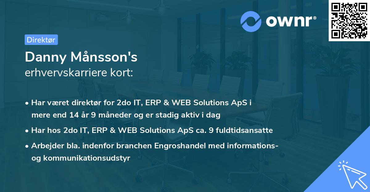 Danny Månsson's erhvervskarriere kort