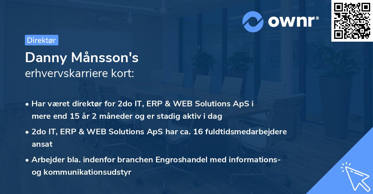 Danny Månsson's erhvervskarriere kort