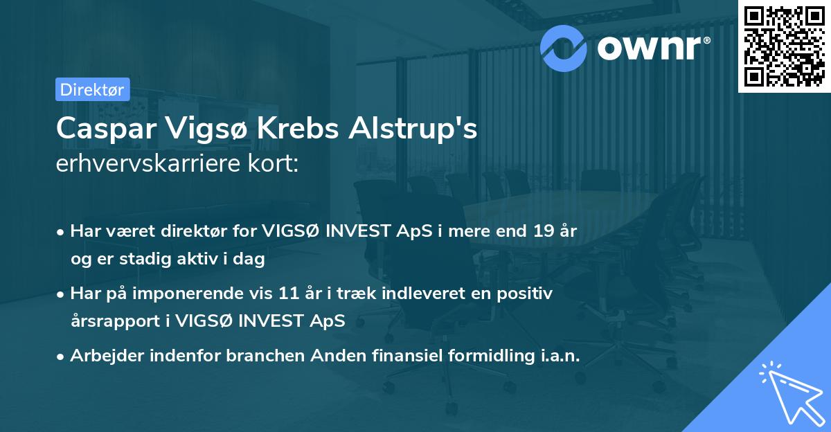 Caspar Vigsø Krebs Alstrup's erhvervskarriere kort