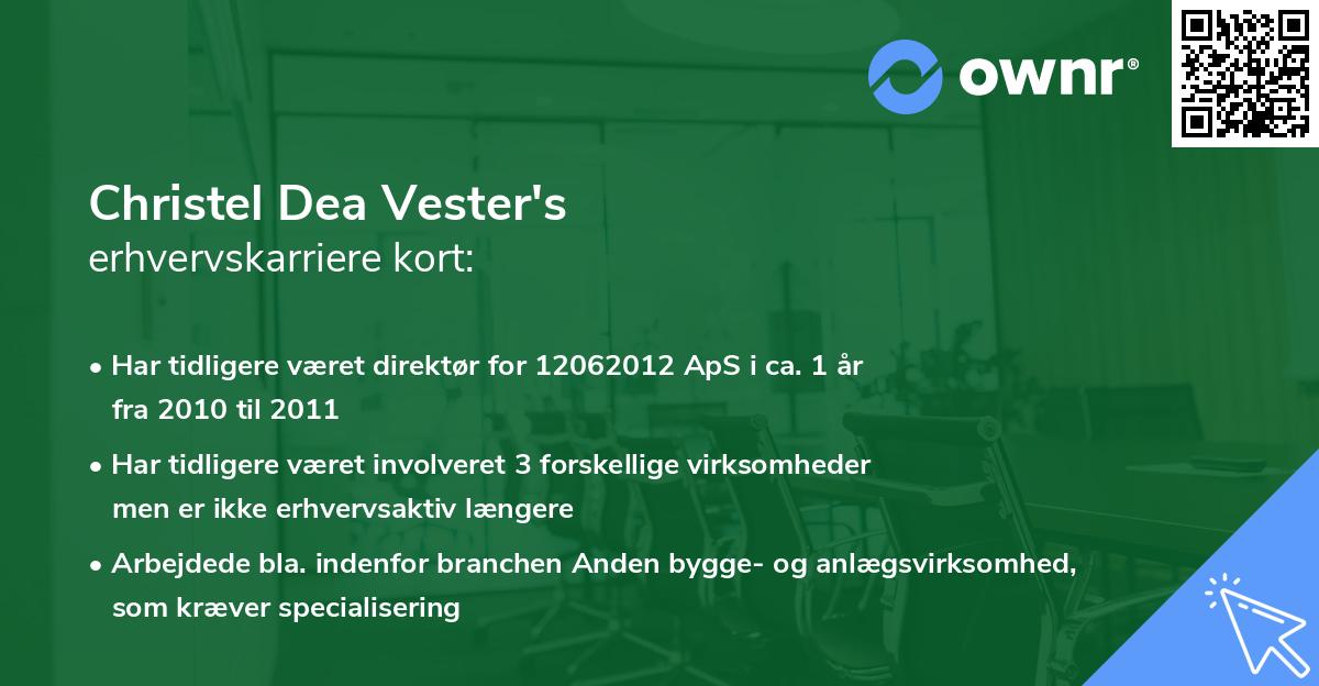 Christel Dea Vester's erhvervskarriere kort
