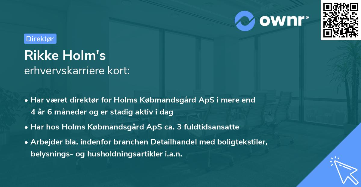 Rikke Holm's erhvervskarriere kort