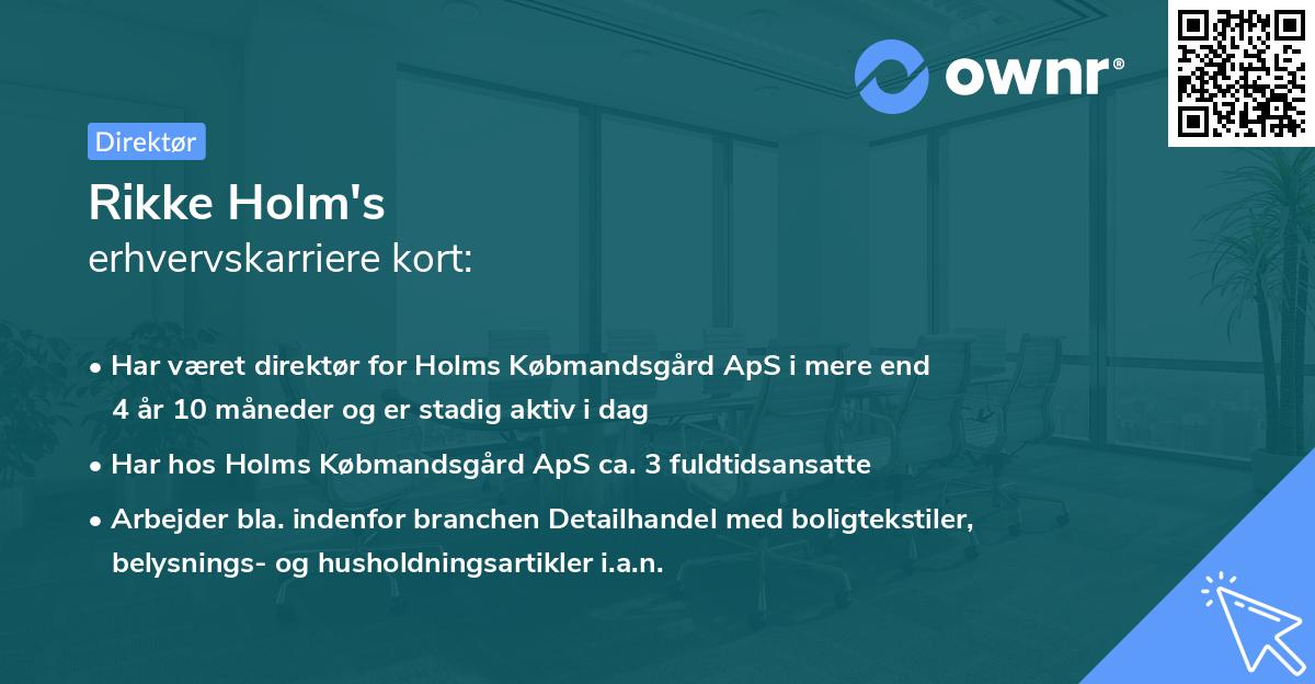 Rikke Holm's erhvervskarriere kort