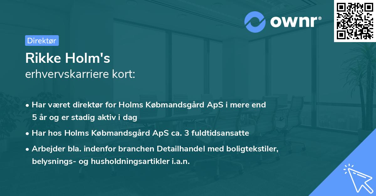 Rikke Holm's erhvervskarriere kort