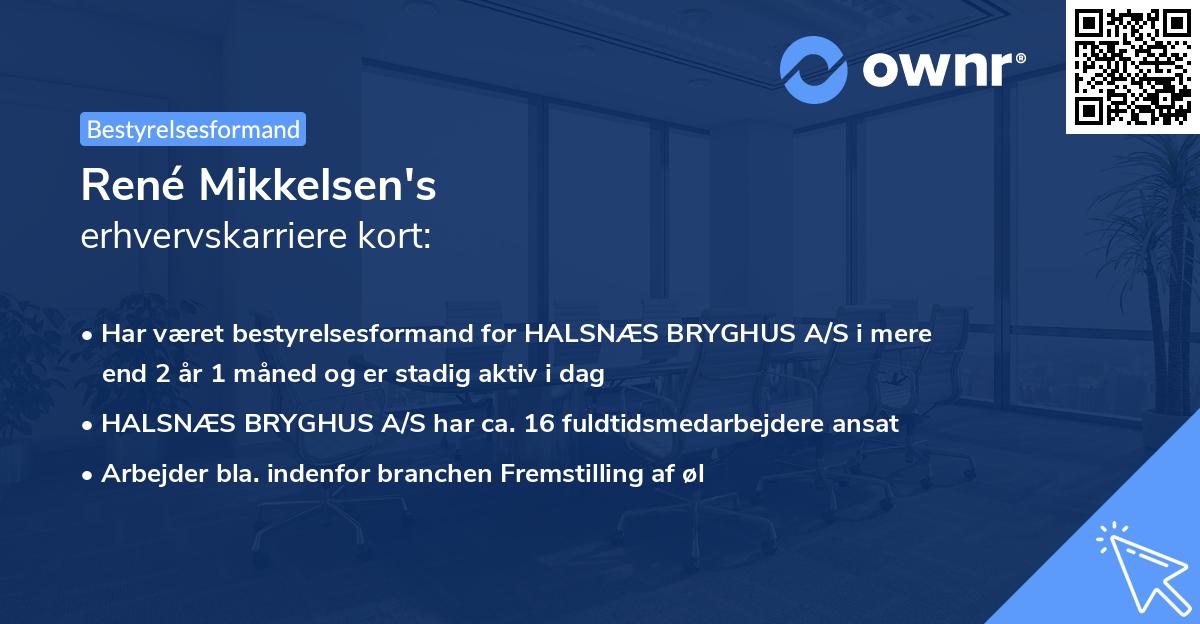 René Mikkelsen's erhvervskarriere kort
