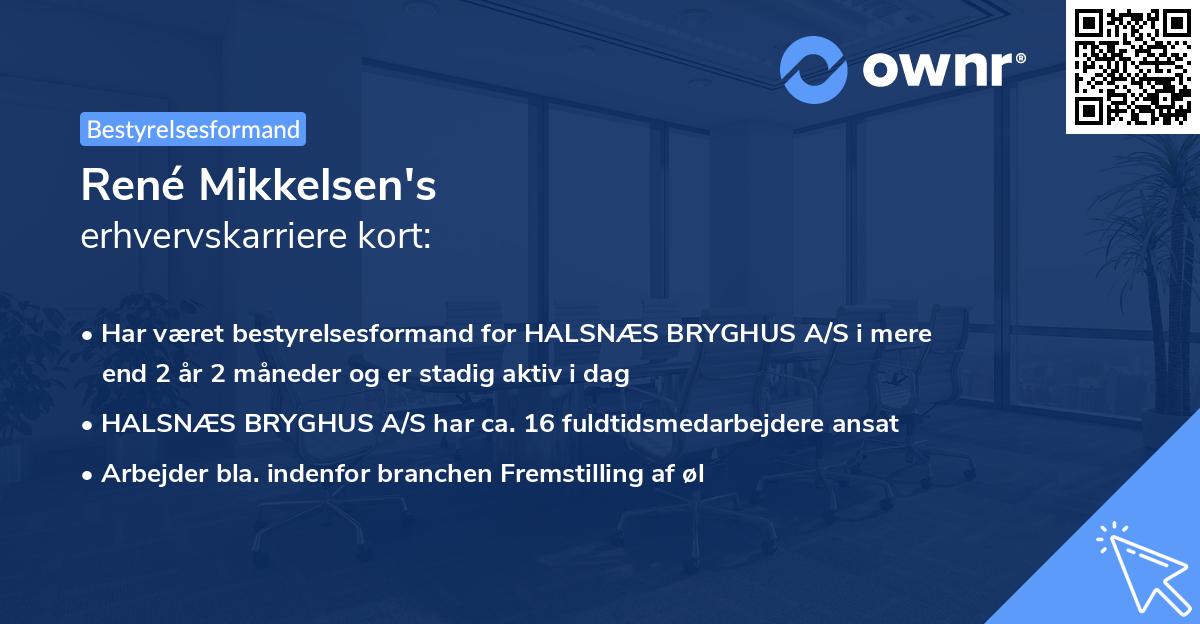 René Mikkelsen's erhvervskarriere kort