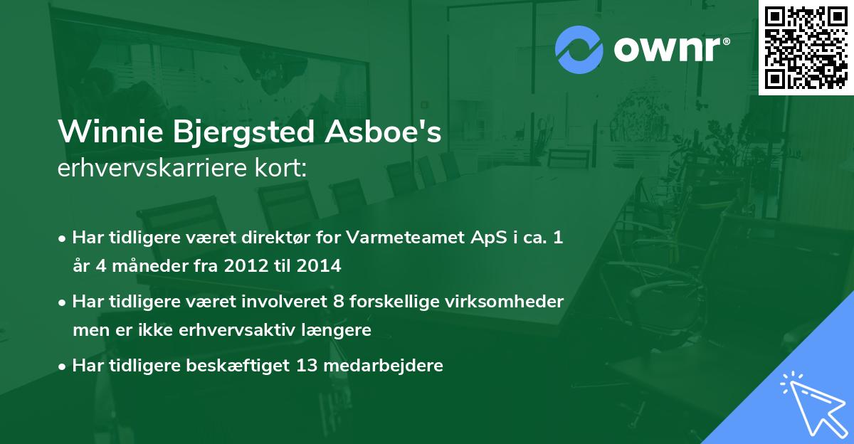 Winnie Bjergsted Asboe's erhvervskarriere kort