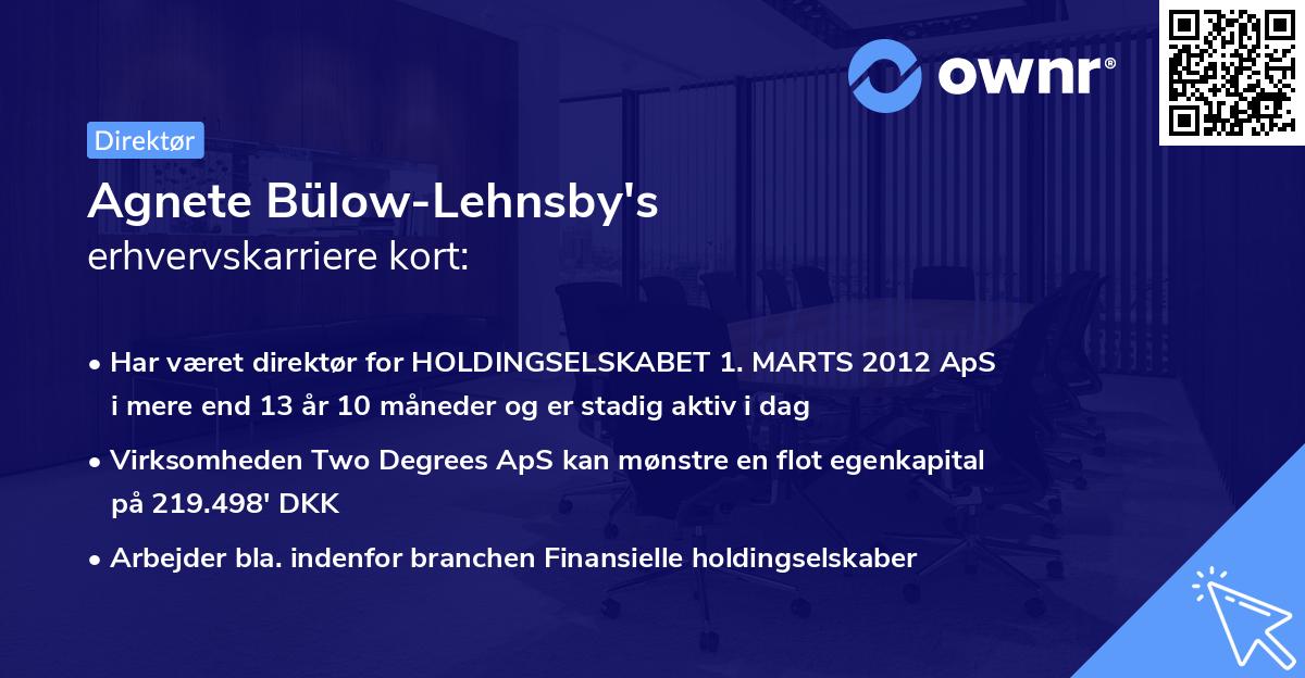 Agnete Bülow-Lehnsby's erhvervskarriere kort
