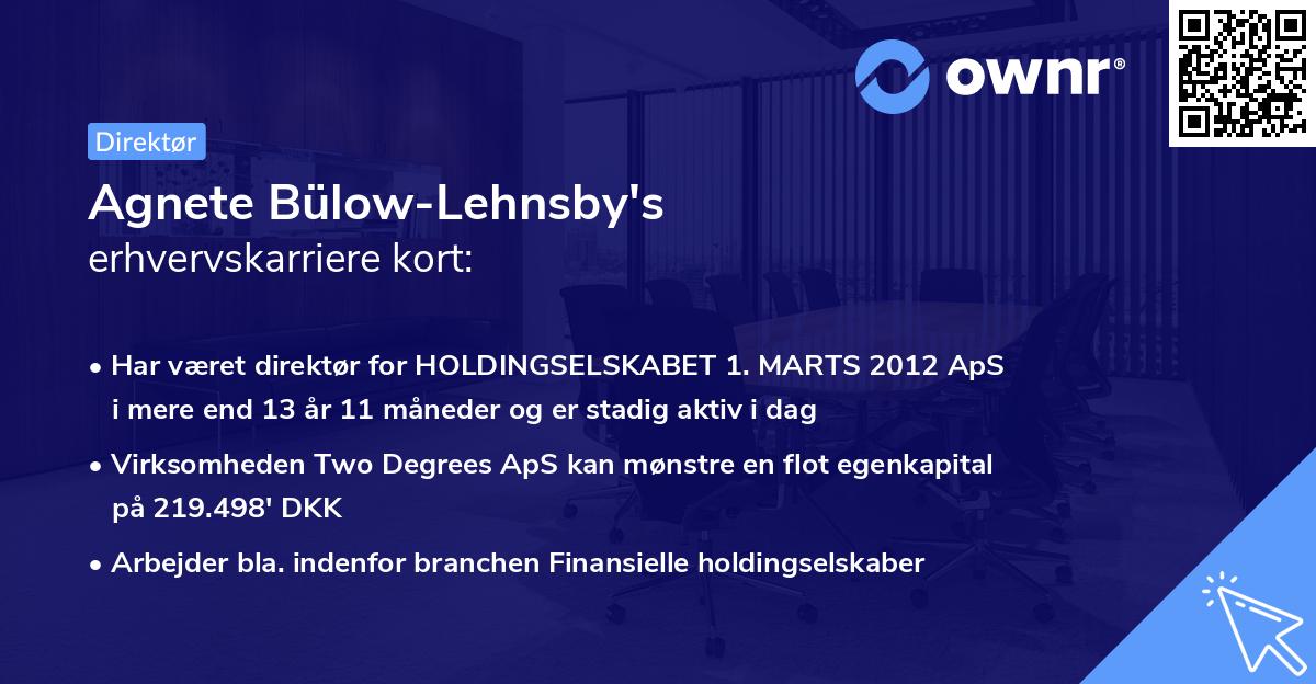 Agnete Bülow-Lehnsby's erhvervskarriere kort