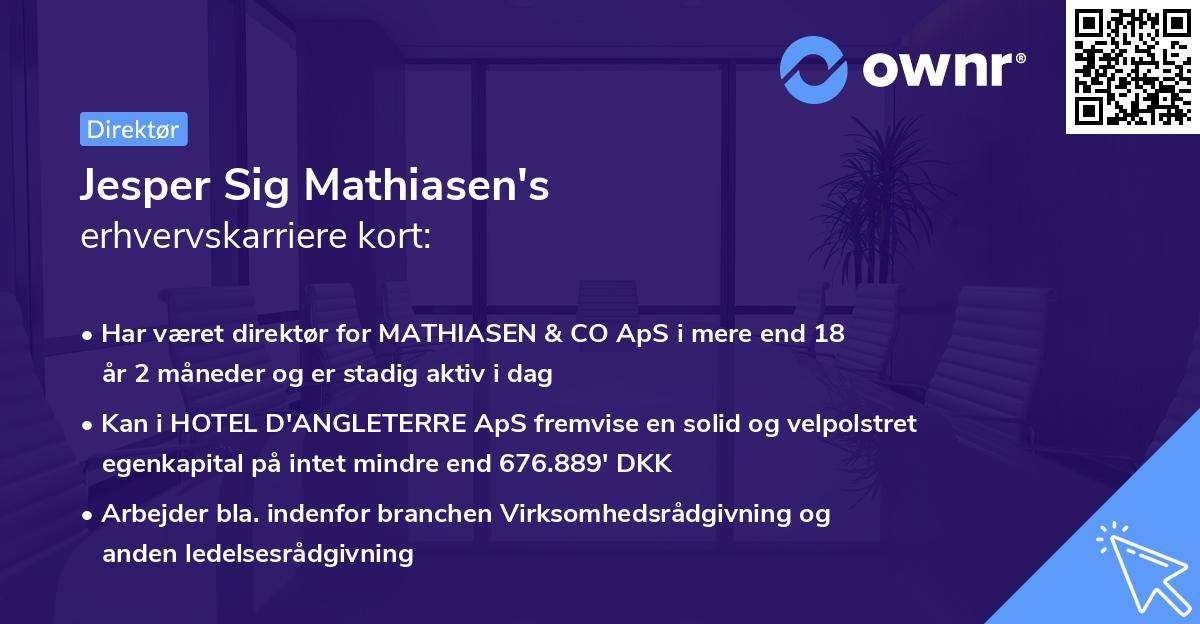 Jesper Sig Mathiasen's erhvervskarriere kort
