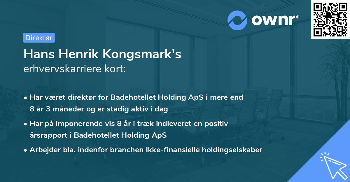 Hans Henrik Kongsmark's erhvervskarriere kort