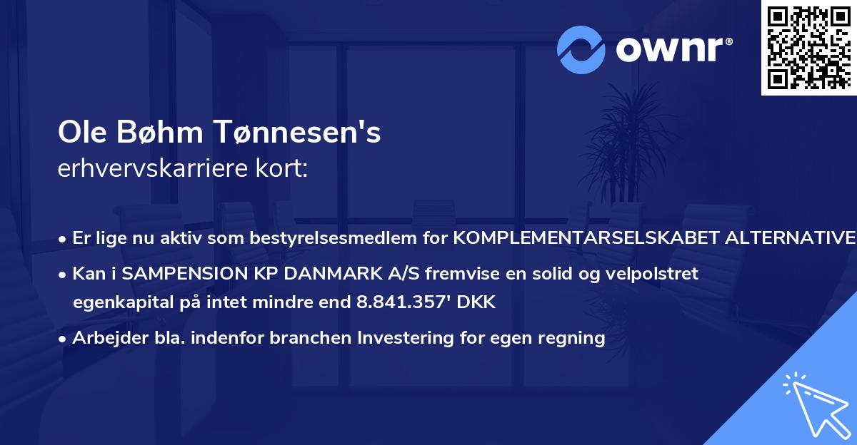 Ole Bøhm Tønnesen's erhvervskarriere kort