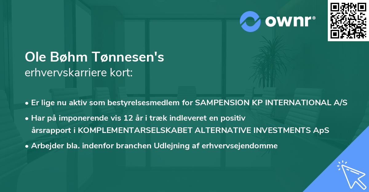 Ole Bøhm Tønnesen's erhvervskarriere kort