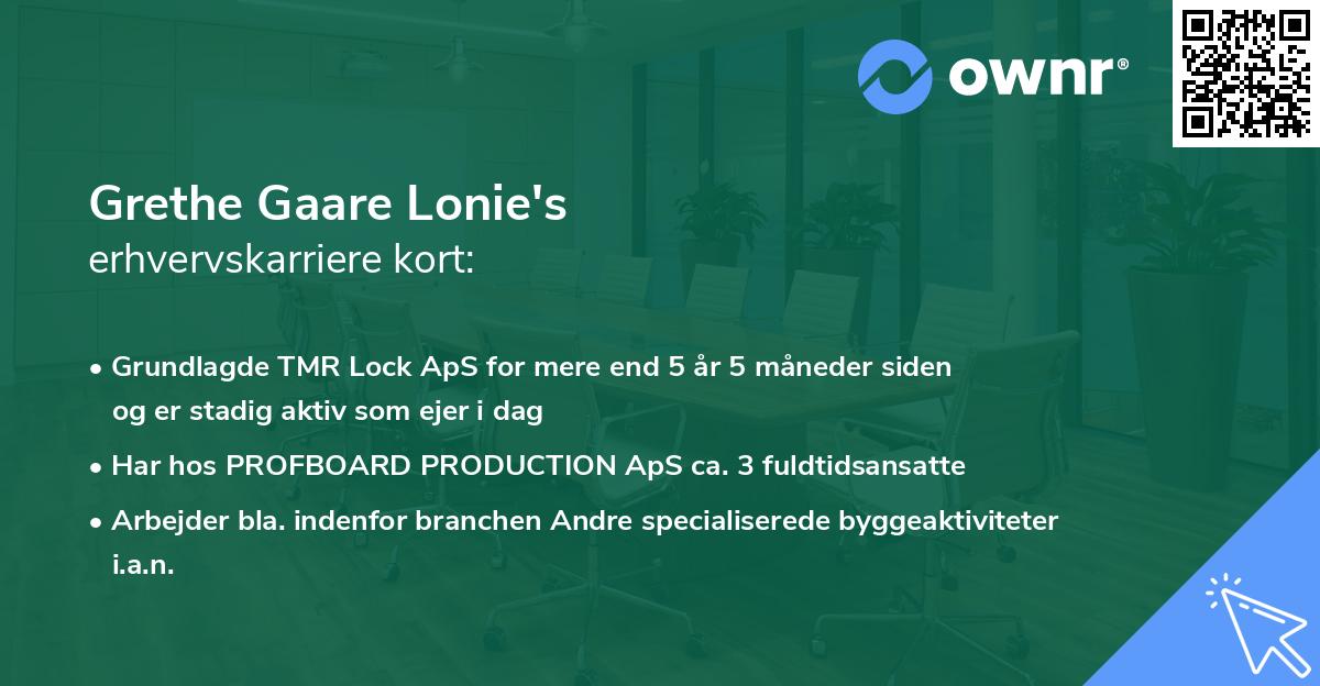 Grethe Gaare Lonie's erhvervskarriere kort