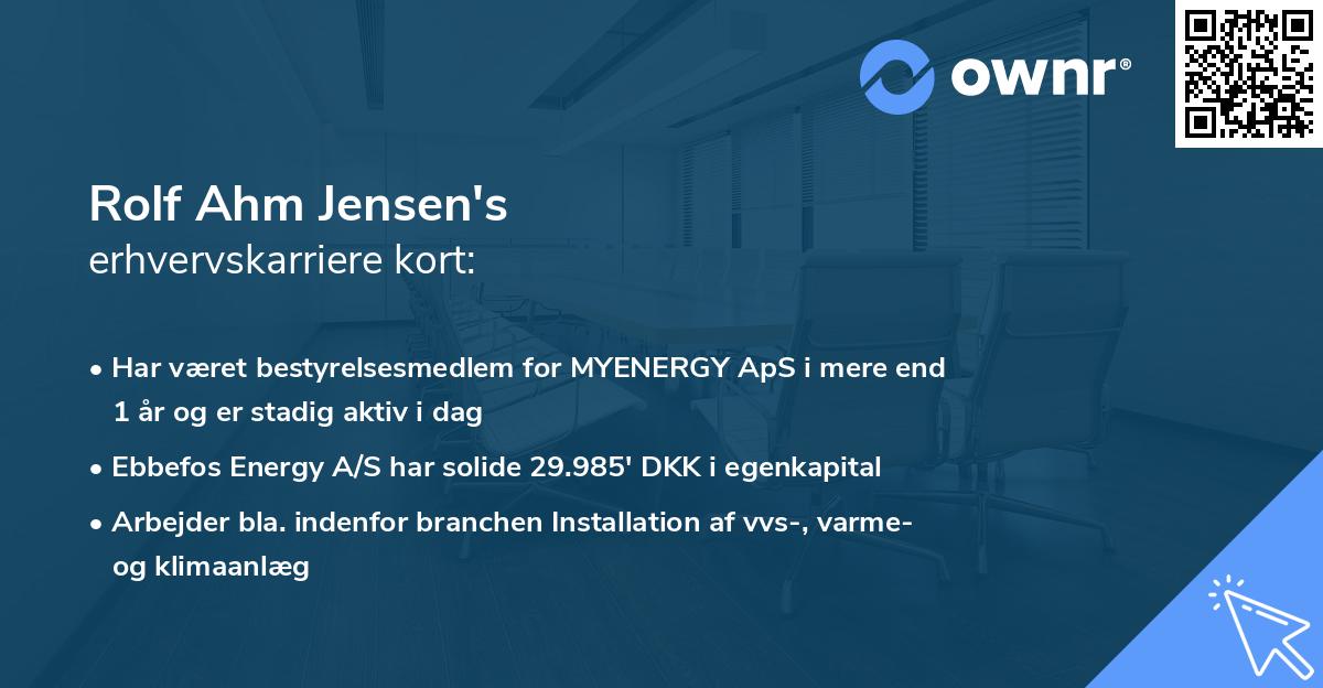 Rolf Ahm Jensen's erhvervskarriere kort