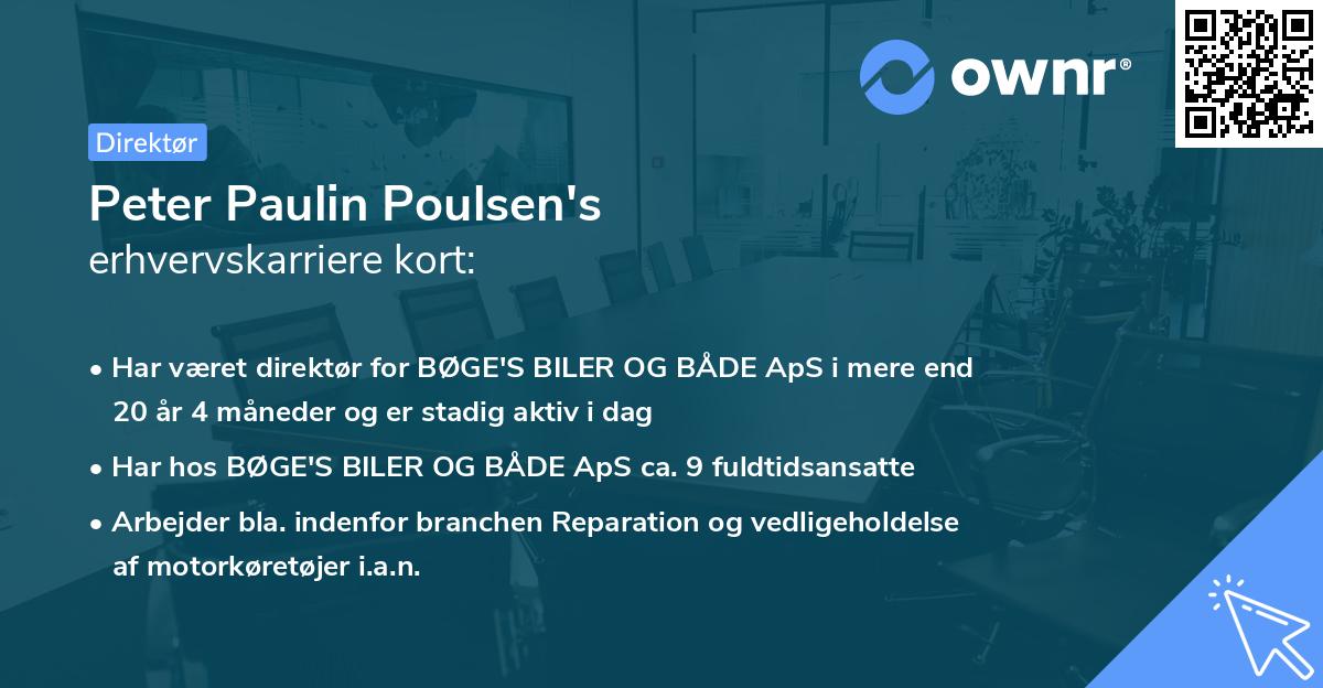 Peter Paulin Poulsen's erhvervskarriere kort