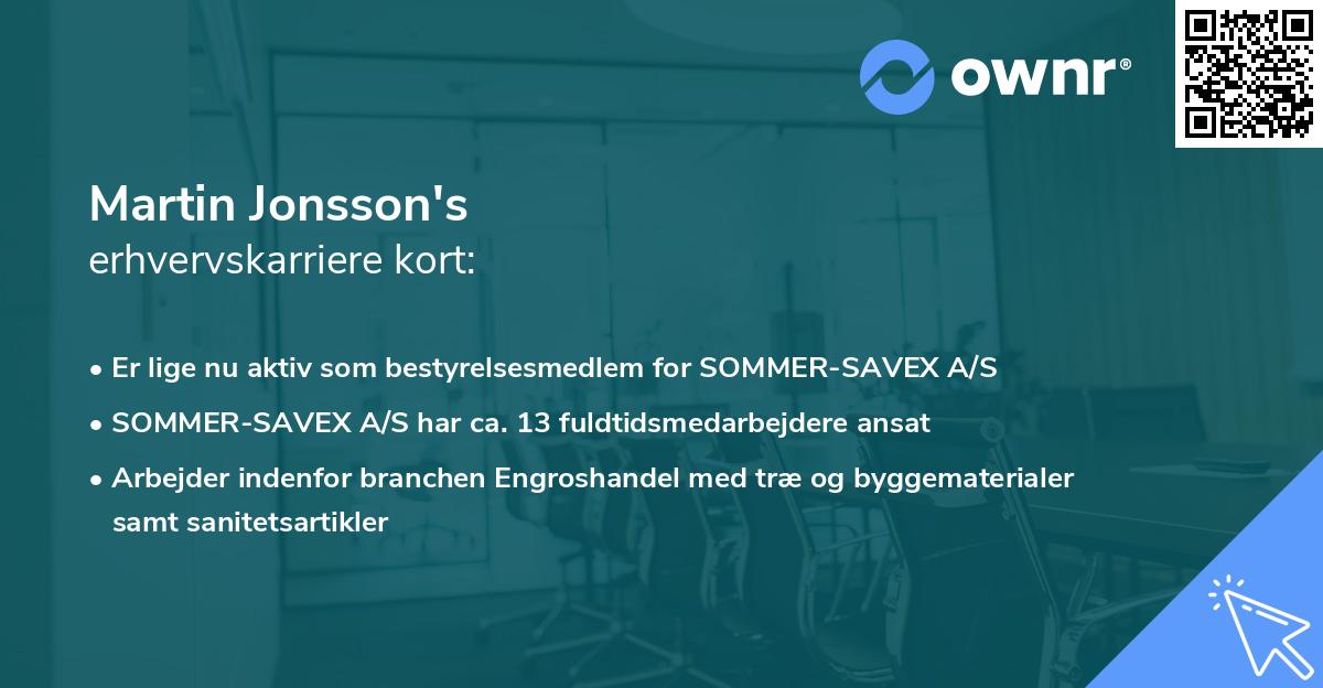 Martin Jonsson's erhvervskarriere kort