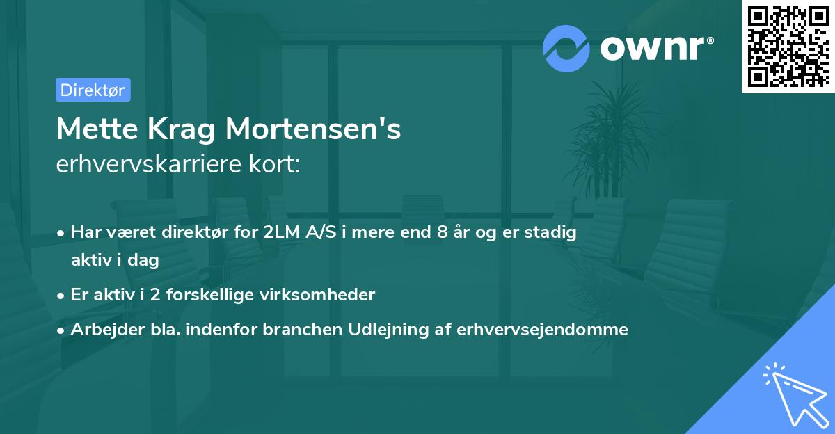 Mette Krag Mortensen's erhvervskarriere kort