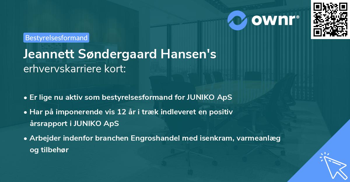Jeannett Søndergaard Hansen's erhvervskarriere kort