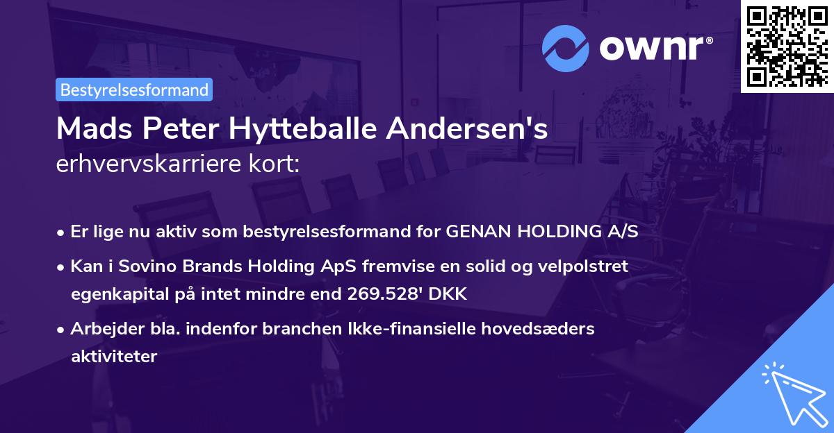 Mads Peter Hytteballe Andersen's erhvervskarriere kort