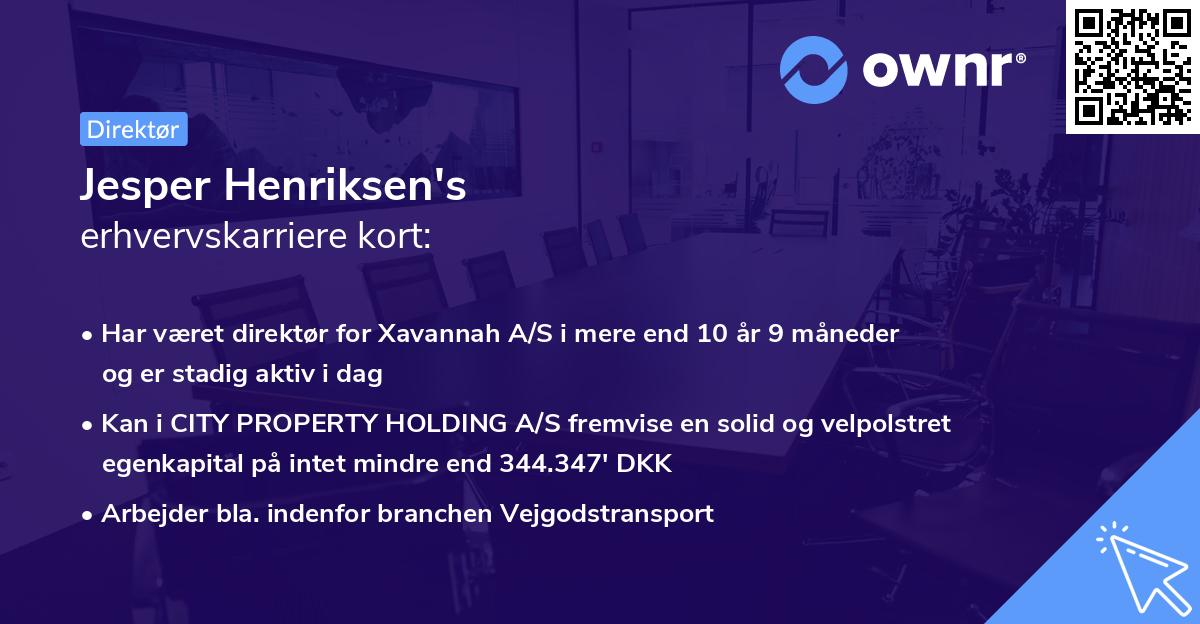 Jesper Henriksen's erhvervskarriere kort