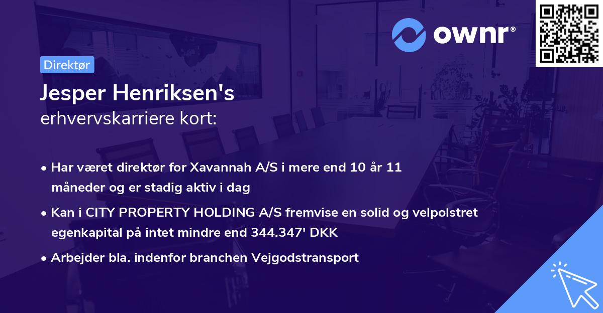 Jesper Henriksen's erhvervskarriere kort
