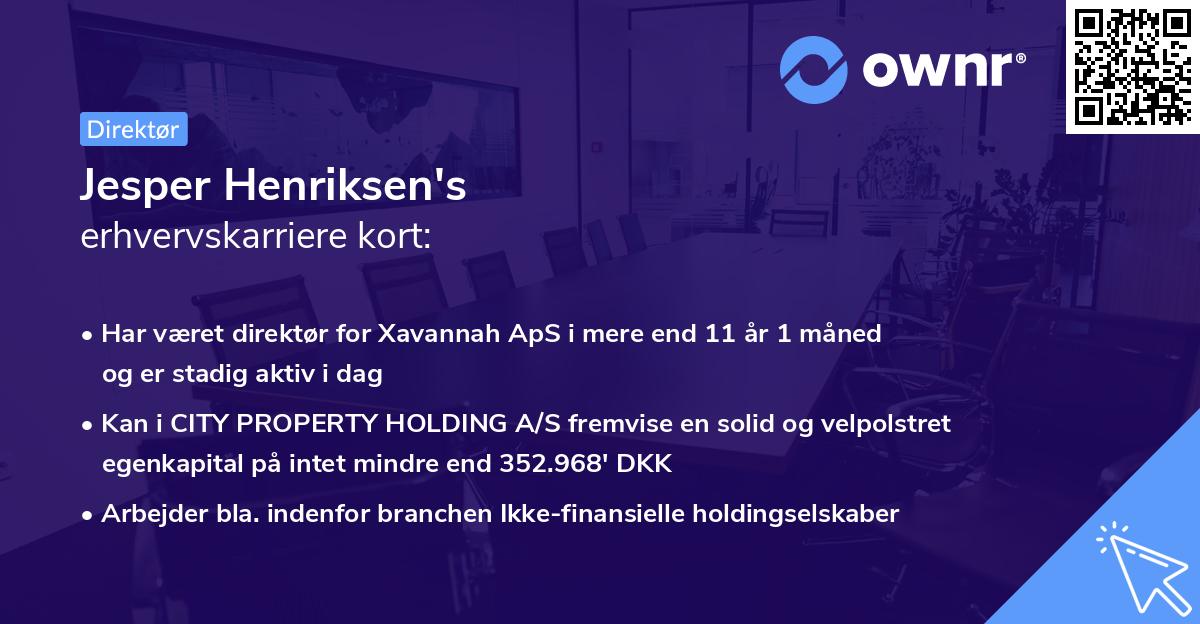 Jesper Henriksen's erhvervskarriere kort
