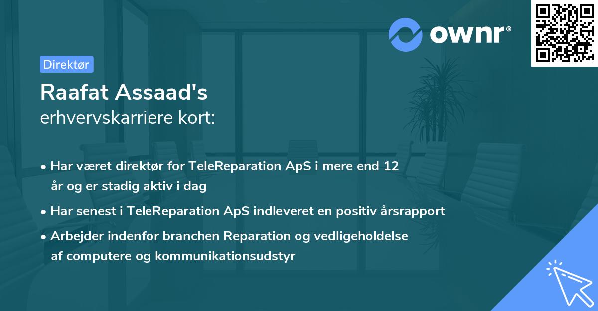 Raafat Assaad's erhvervskarriere kort