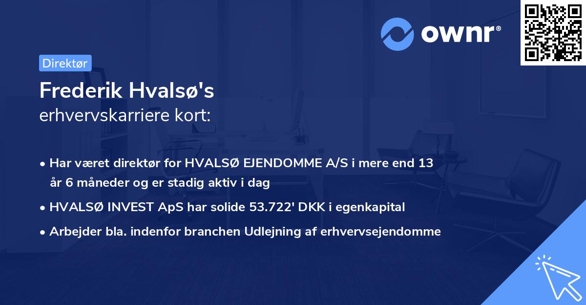 Frederik Hvalsø's erhvervskarriere kort