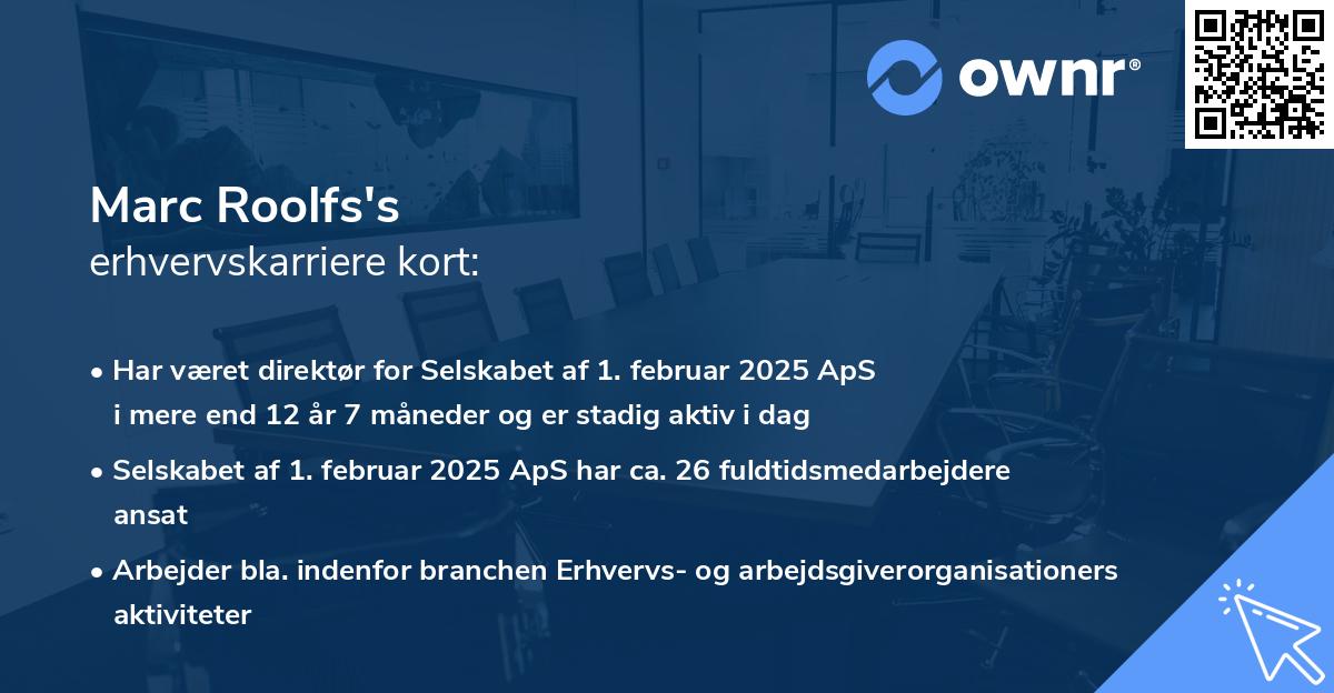Marc Roolfs's erhvervskarriere kort