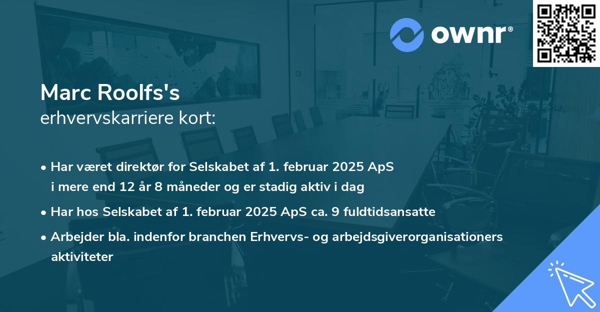 Marc Roolfs's erhvervskarriere kort