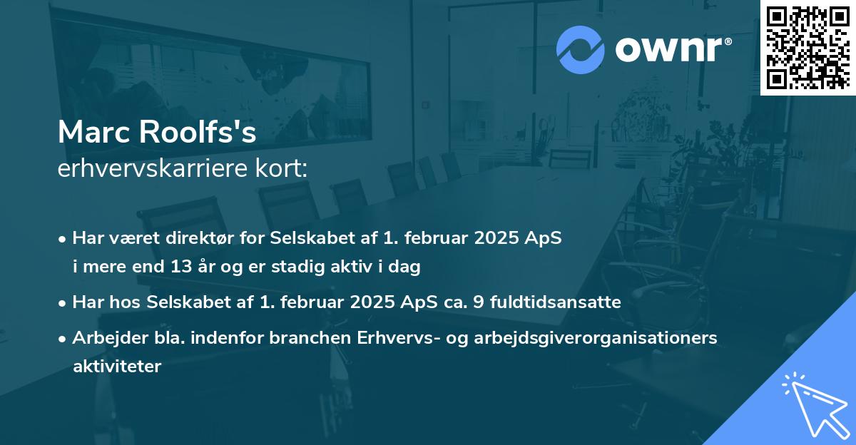 Marc Roolfs's erhvervskarriere kort