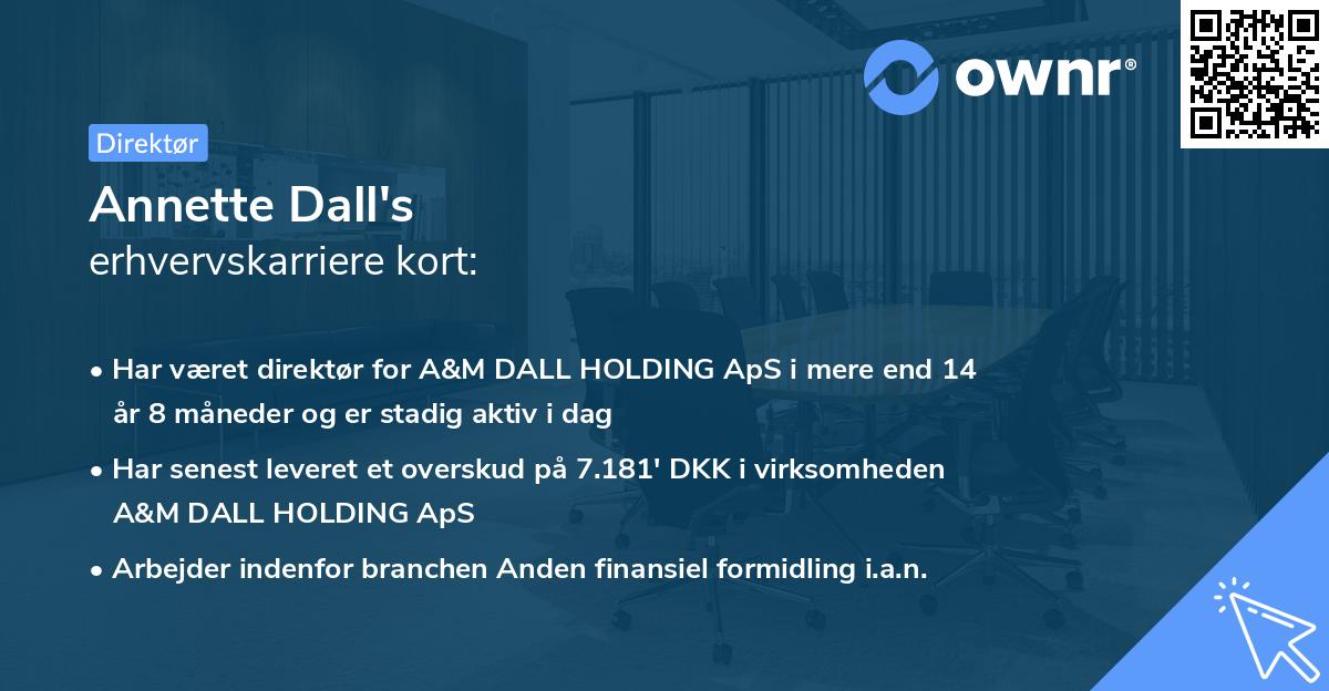 Annette Dall's erhvervskarriere kort