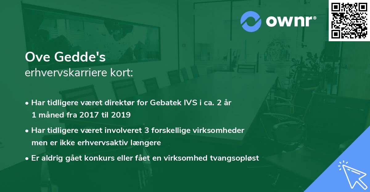 Ove Gedde's erhvervskarriere kort