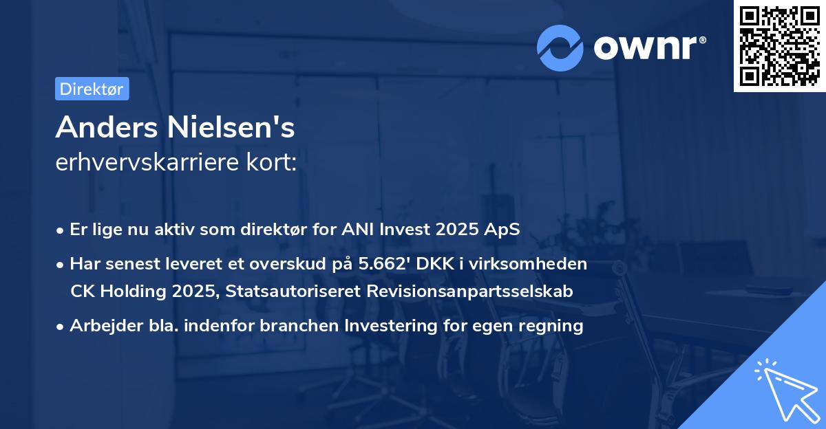 Anders Nielsen's erhvervskarriere kort