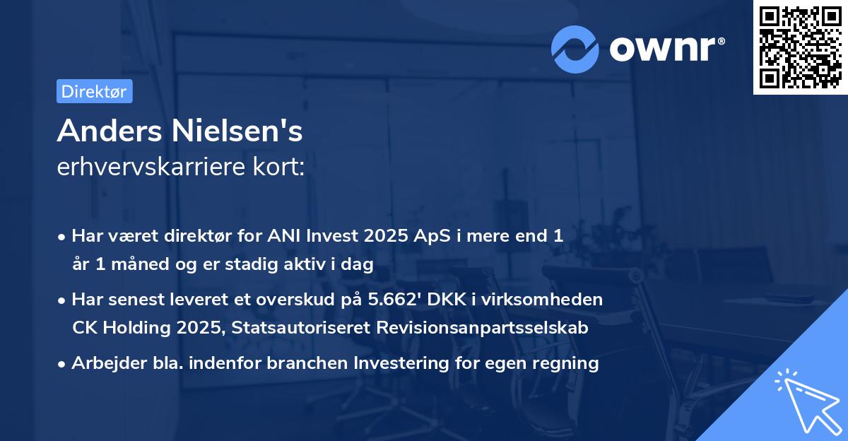 Anders Nielsen's erhvervskarriere kort