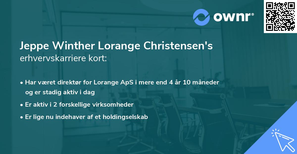 Jeppe Winther Lorange Christensen's erhvervskarriere kort