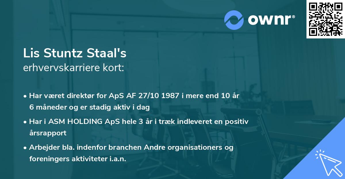 Lis Stuntz Staal's erhvervskarriere kort