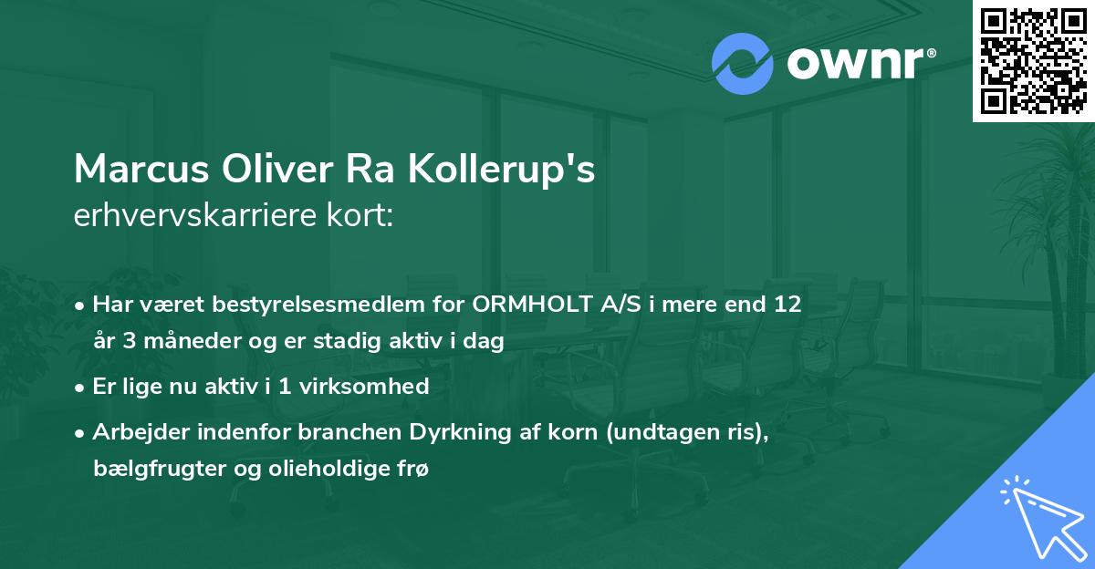 Marcus Oliver Ra Kollerup's erhvervskarriere kort