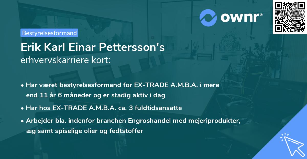 Erik Karl Einar Pettersson's erhvervskarriere kort