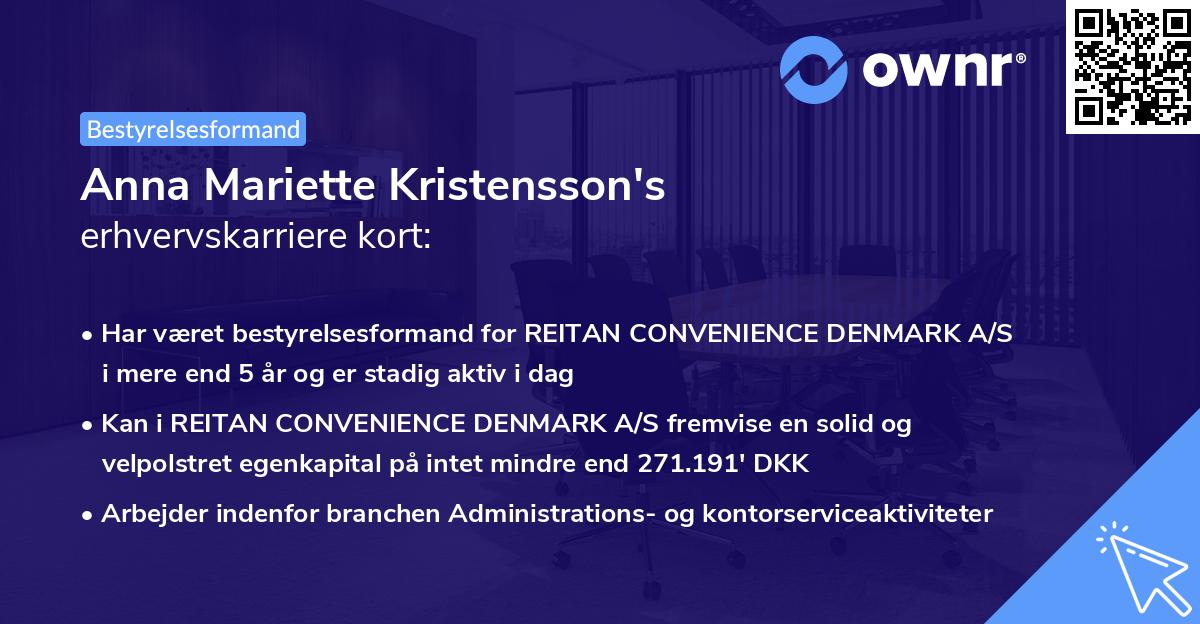 Anna Mariette Kristensson's erhvervskarriere kort