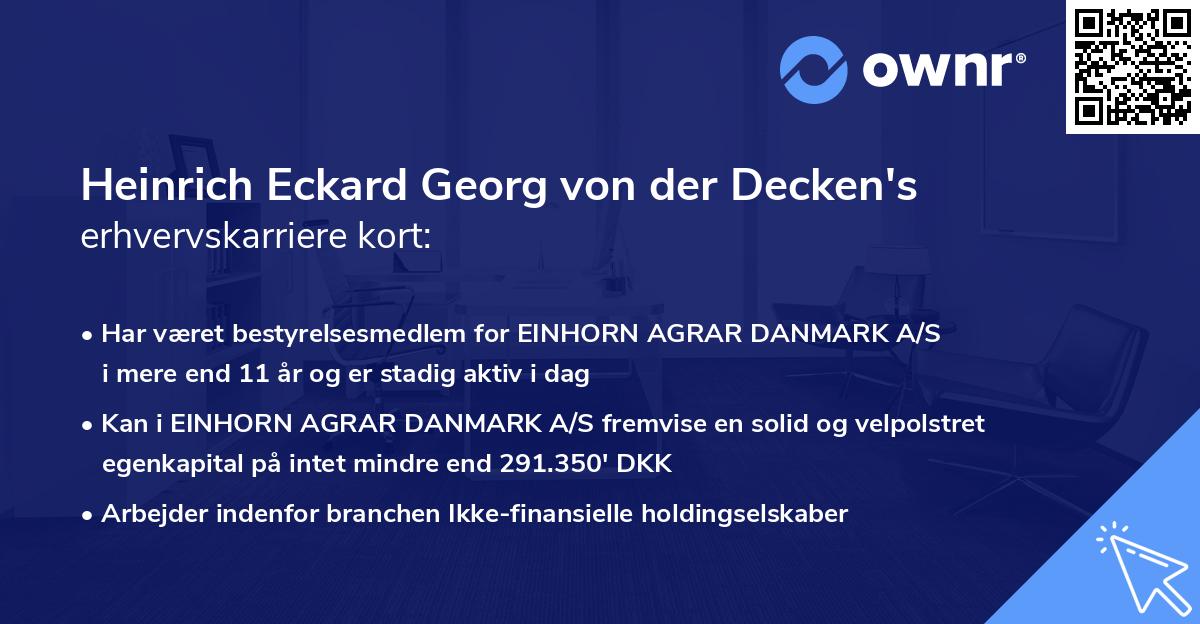 Heinrich Eckard Georg von der Decken's erhvervskarriere kort