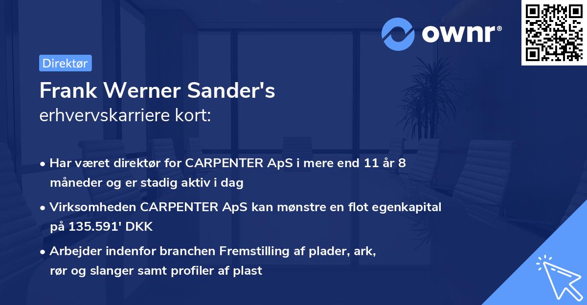 Frank Werner Sander's erhvervskarriere kort