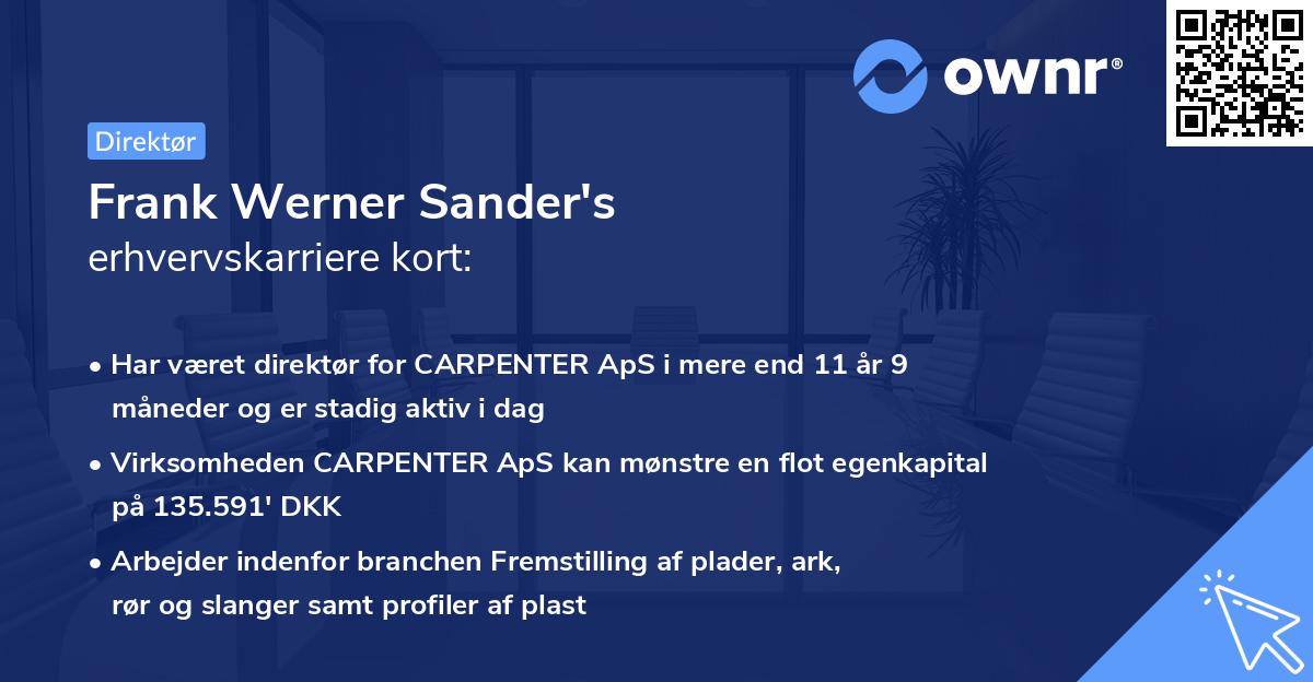 Frank Werner Sander's erhvervskarriere kort