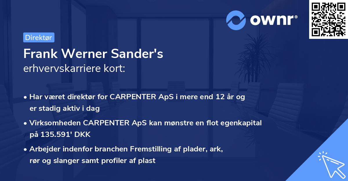 Frank Werner Sander's erhvervskarriere kort