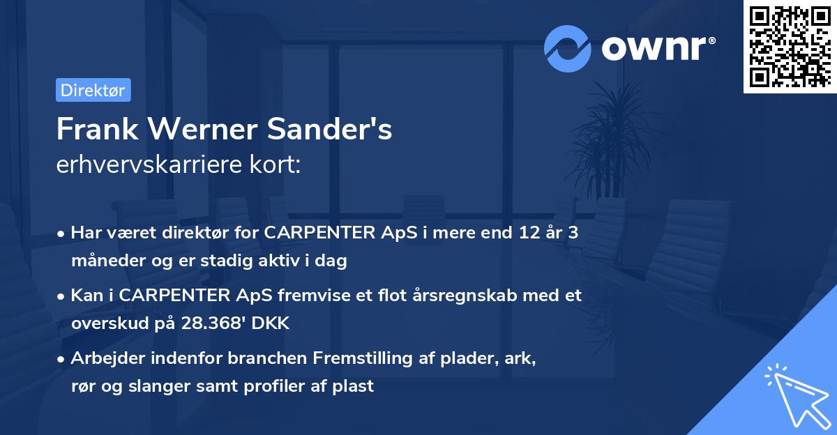 Frank Werner Sander's erhvervskarriere kort
