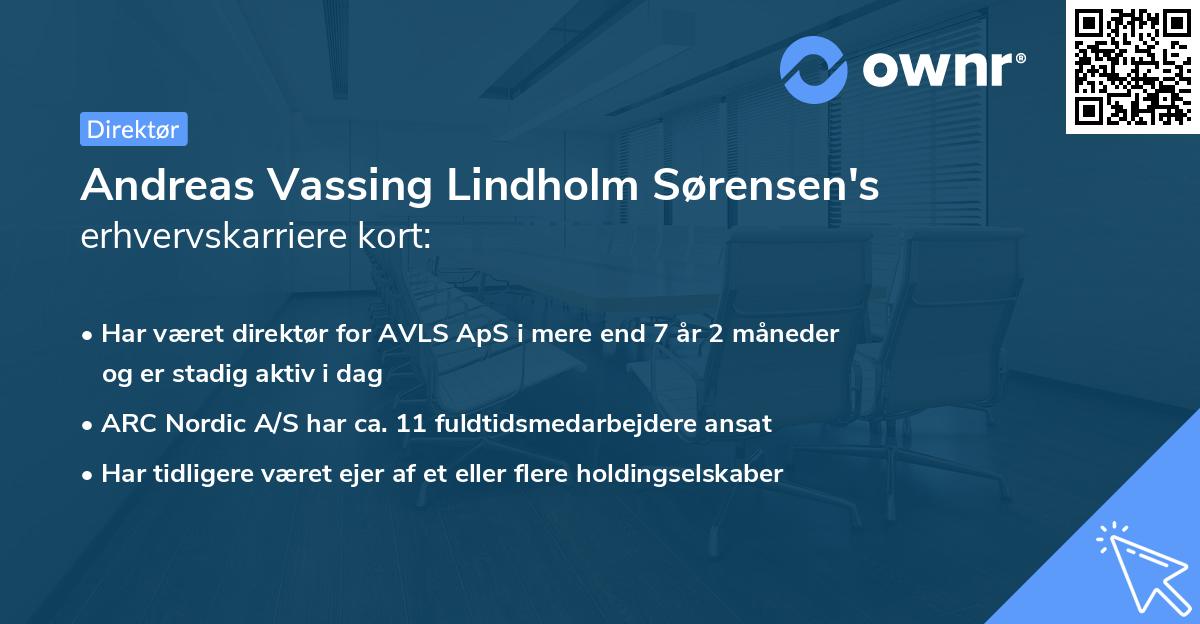 Andreas Vassing Lindholm Sørensen's erhvervskarriere kort