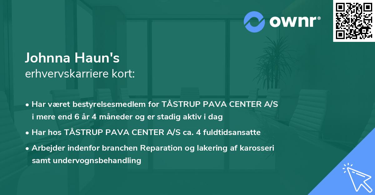 Johnna Haun's erhvervskarriere kort