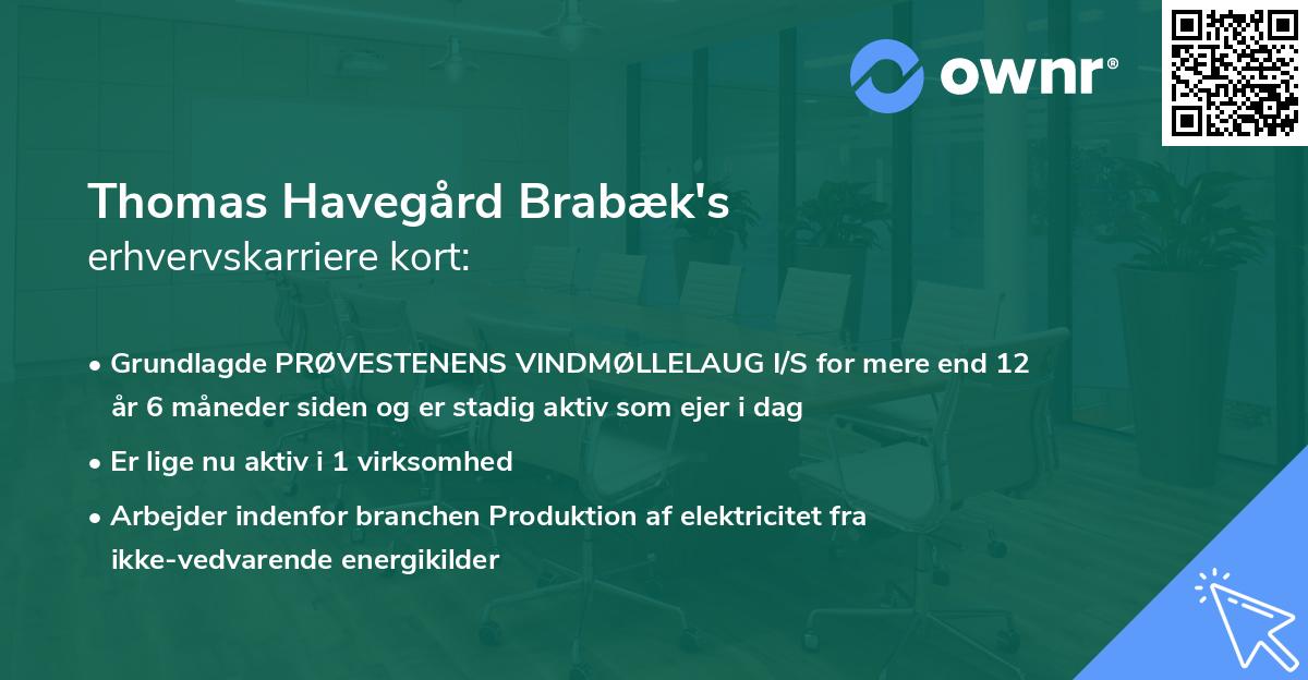 Thomas Havegård Brabæk's erhvervskarriere kort